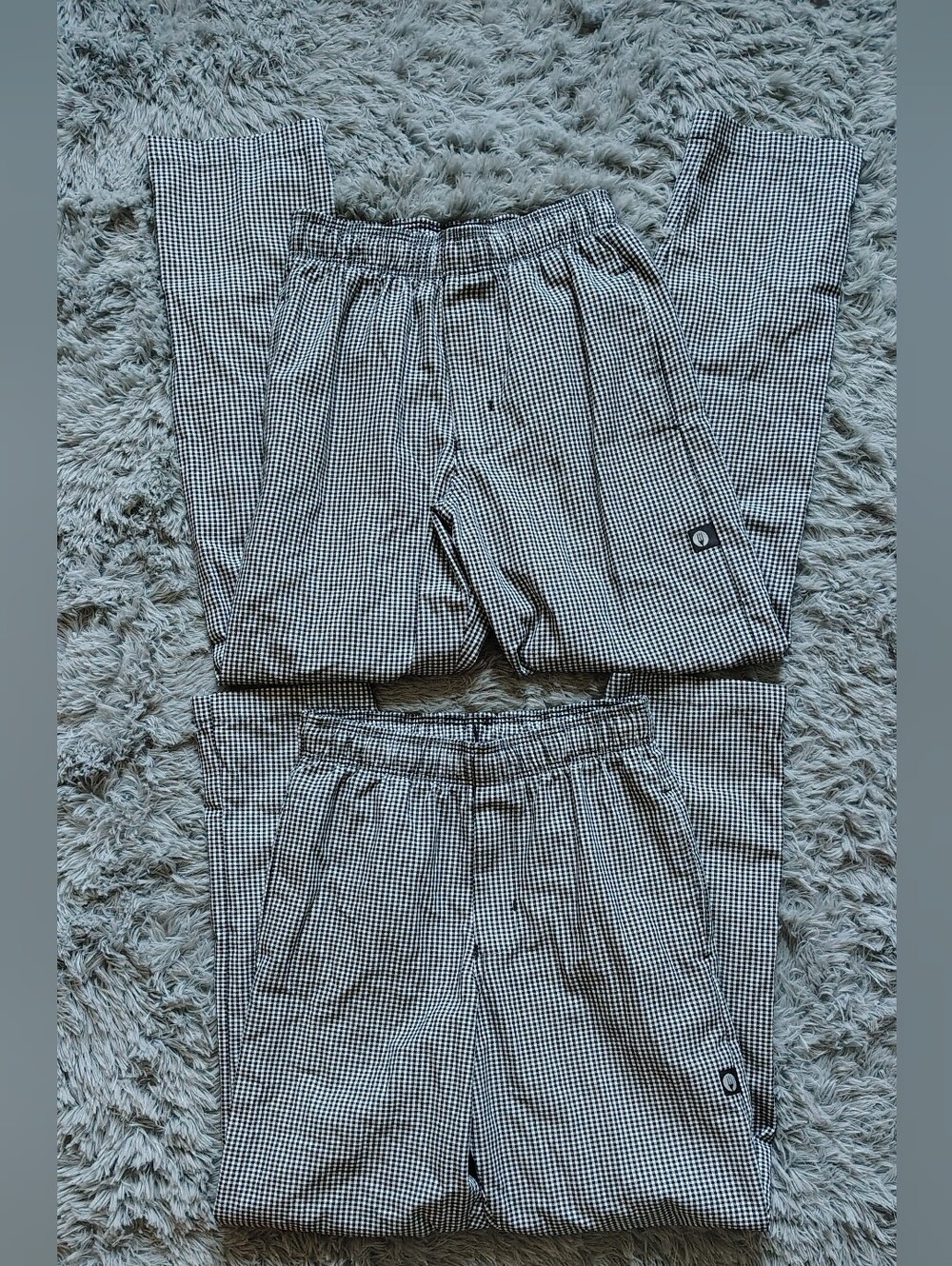 Chef Works Black White Checkered Elastic Drawstring Pants Size XS NWOT (2)